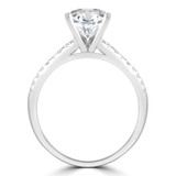 1 1/6 CTW Cushion Diamond Solitaire with Accents Engagement Ring in 14K White Gold (MD230010)