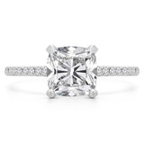 1 1/6 CTW Cushion Diamond Solitaire with Accents Engagement Ring in 14K White Gold (MD230010)