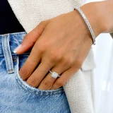 4/5 CTW Round Diamond Cushion Halo Engagement Ring in 14K White Gold with Accents (MD230029)