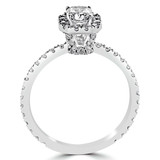 4/5 CTW Radiant Diamond Emerald Halo Engagement Ring in 14K White Gold with Accents (MD230031)
