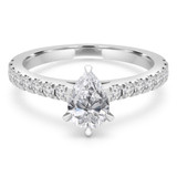 1 1/10 CTW Pear Diamond Solitaire with Accents Engagement Ring in 14K White Gold (MD230042)