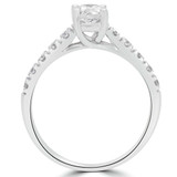 7/8 CTW Round Diamond Cathedral Solitaire with Accents Engagement Ring in 14K White Gold (MD230048)