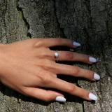 7/8 CTW Round Diamond Cathedral Solitaire with Accents Engagement Ring in 14K White Gold (MD230048)
