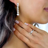 3/4 CTW Round Diamond Twisted Split-shank Solitaire with Accents Engagement Ring in 14K White Gold (MD230050)