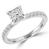 1 CTW Princess Diamond Solitaire with Accents Engagement Ring in 14K White Gold (MD230056)