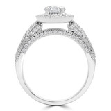 1 CTW Round Diamond Vintage Halo Engagement Ring in 14K White Gold with Accents (MD230067)