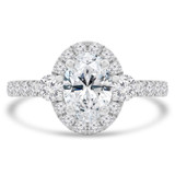 1 3/5 CTW Oval Diamond Open Bridge Cathedral Three-Stone Halo Engagement Ring in 14K White Gold with Accents (MD230072)