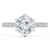 1 4/5 CTW Round Diamond Hidden Halo 6-Prong Solitaire with Accents Engagement Ring in 14K White Gold (MD230081)