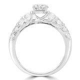 1 1/20 CTW Round Diamond Shared Bar Prong Trellis Solitaire with Accents Engagement Ring in 14K White Gold (MD230085)