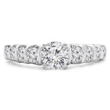 1 1/10 CTW Round Diamond Shared Bar Prong Trellis Solitaire with Accents Engagement Ring in 14K White Gold (MD230086)