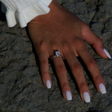 1 1/5 CTW Princess Diamond Vintage Cathedral Solitaire with Accents Engagement Ring in 14K White Gold (MD230088)