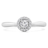 3/8 CTW Round Diamond Tappered Open Bridge Halo Engagement Ring in 14K White Gold (MD230090)