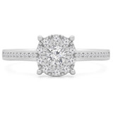 2/5 CTW Round Diamond Tappered Open Bridge Halo Engagement Ring in 14K White Gold with Channel set Accents (MD230093)