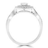1/2 CTW Round Diamond Twisted Double Halo Engagement Ring in 14K White Gold with Accents (MD230104)