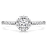 2/5 CTW Round Diamond Halo Engagement Ring in 14K White Gold with Channel set Accents (MD230110)