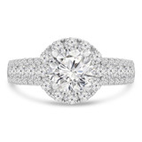1 9/10 CTW Round Diamond High set Three-row Halo Engagement Ring in 18K White Gold with Accents (MD230120)
