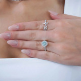 1 1/4 CTW Round Green Diamond Halo Engagement Ring in 14K White Gold with Accents (MD230121)