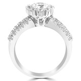 1 1/3 CTW Round Diamond Three-row Tappered Halo Engagement Ring in 14K White Gold with Accents (MD230123)