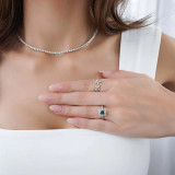 2 1/10 CTW Cushion Blue Diamond Radiant Halo Engagement Ring in 14K White Gold with Accents (MD230125)