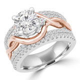 2 1/20 CTW Round Diamond Twisted White & Rose Gold Solitaire with Accents Engagement Ring in 18K Two-Tone Gold (MD230127)