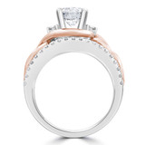 2 1/20 CTW Round Diamond Twisted White & Rose Gold Solitaire with Accents Engagement Ring in 18K Two-Tone Gold (MD230127)