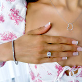 2 9/10 CTW Round Diamond Cushion Halo Engagement Ring in 18K White Gold with Accents (MD230128)