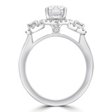 1 2/5 CTW Round Diamond Vintage Three-Stone Halo Engagement Ring in 18K White Gold with Accents (MD230130)