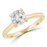 1 1/7 CT Round Diamond Cathedral Solitaire Engagement Ring in 18K Yellow Gold (MD230133)