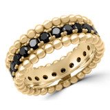 2 1/2 CTW Round Black Diamond Ball Patterned Full Eternity Anniversary Wedding Band Ring in 14K Yellow Gold (Size 9 ONLY) (MD230135)