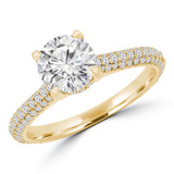 1 2/3 CTW Round Diamond Cathedral Three-row Solitaire with Accents Engagement Ring in 18K Yellow Gold (MD230137)