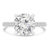 3 2/5 CTW Round Diamond Hidden Halo Solitaire with Accents Engagement Ring in 18K White Gold (MD230140)