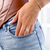 1 1/3 CTW Princess Diamond Stargaze Solitaire with Accents Engagement Ring in 14K Yellow Gold (MD230145)