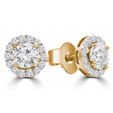 3/5 CTW Round Diamond Halo Stud Earrings in 14K Yellow Gold (MD230186)