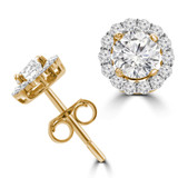 3/5 CTW Round Diamond Halo Stud Earrings in 14K Yellow Gold (MD230186)