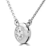 1/2 CT Round Diamond Bezel Set Necklace in 14K White Gold (MD230195)