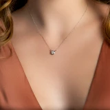 1/2 CT Round Diamond Bezel Set Necklace in 14K White Gold (MD230195)