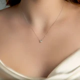 1/4 CT Round Diamond Bezel Set Necklace in 14K White Gold (MD230200)