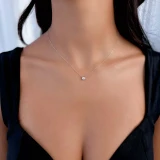 1/4 CT Round Diamond Bezel Set Necklace in 14K White Gold (MD230200)
