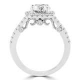 1 CTW Round Diamond Cushion Halo Engagement Ring in 14K White Gold with Accents (MD230228)