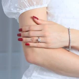 1 1/8 CTW Princess Diamond Cathedral Solitaire with Accents Engagement Ring in 14K White Gold (MD230229)