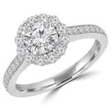 9/10 CTW Round Diamond Cathedral Open Bridge Halo Engagement Ring in 14K White Gold (MD230239)