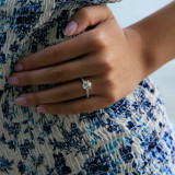 1 1/2 CTW Round Lab Created Diamond  6-Prong Hidden Halo Solitaire with Accents Engagement Ring in 14K White Gold (MD230249)