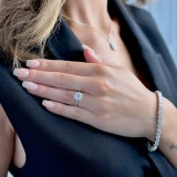 1 2/3 CTW Round Lab Created Diamond  Cushion Halo Engagement Ring in 14K White Gold (MD230250)