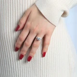 1 2/3 CTW Round Lab Created Diamond  Cushion Halo Engagement Ring in 14K White Gold (MD230250)