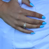 1 2/3 CTW Round Lab Created Diamond  Cushion Halo Engagement Ring in 14K White Gold (MD230250)