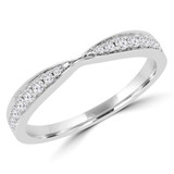 1/7 CTW Round Diamond Pinched Semi-Eternity Anniversary Wedding Band Ring in 14K White Gold (MD230306)