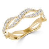 3/8 CTW Round Diamond Twisted Semi-Eternity Anniversary Wedding Band Ring in 14K Yellow Gold (MD230313)