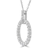 3/4 CTW Round Diamond Circle Symbolic Pendant Necklace in 14K White Gold (MD230315)