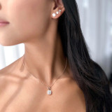 1/2 CTW Round Diamond Double Cushion Halo Pendant Necklace in 14K Rose Gold (MD240030)