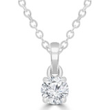 1/4 CT Round Diamond Solitaire Pendant Necklace in 14K White Gold (MD240036)